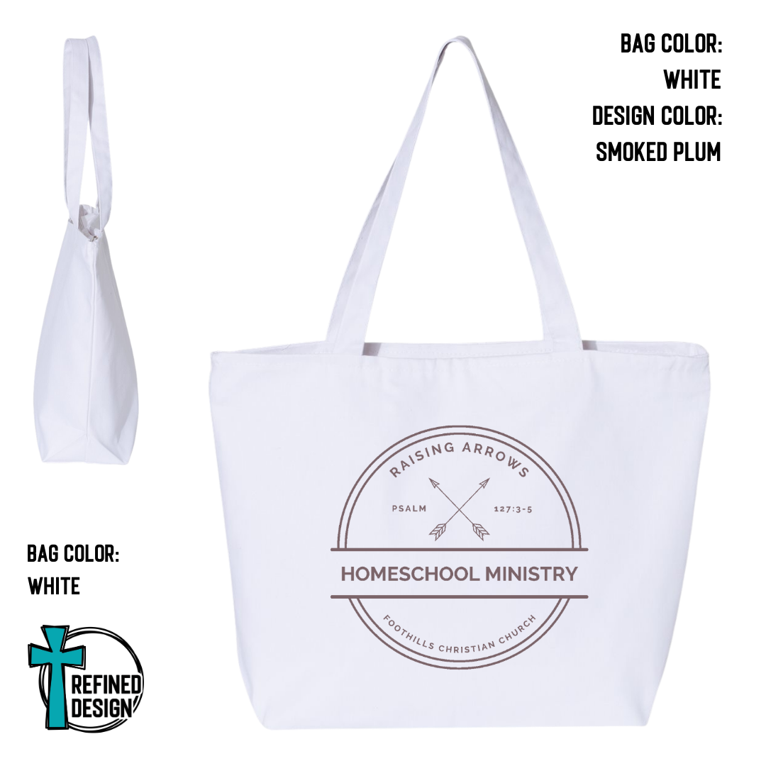 RAHM White Jumbo Zippered Canvas Tote Bag