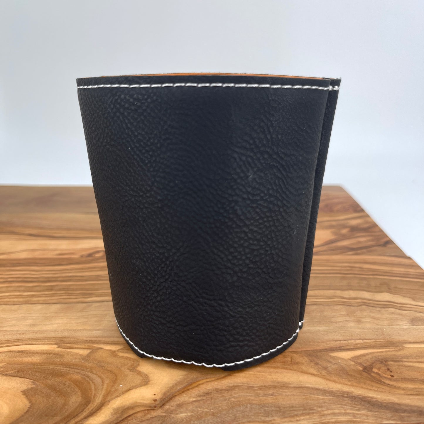 Personalized Black/Silver Leatherette Beverage Holder
