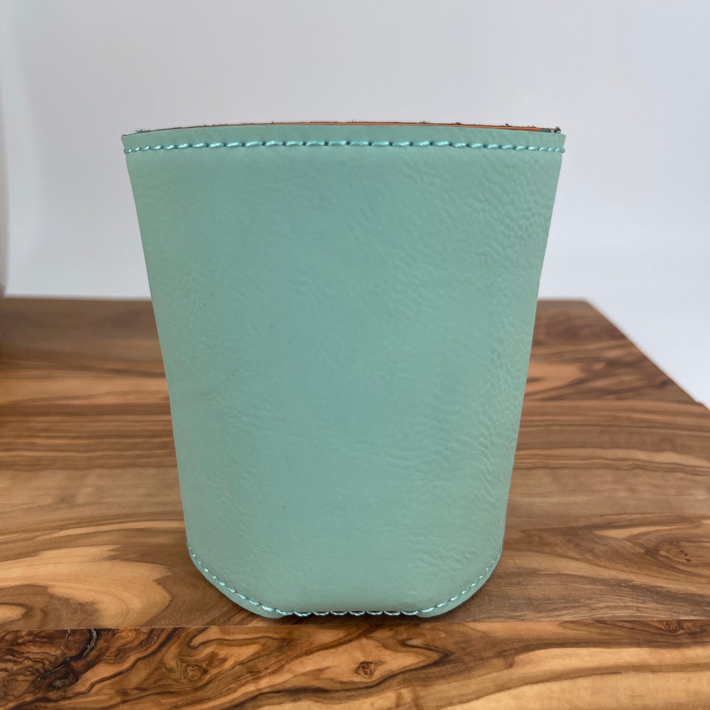 Personalized Teal/Black Leatherette Beverage Holder