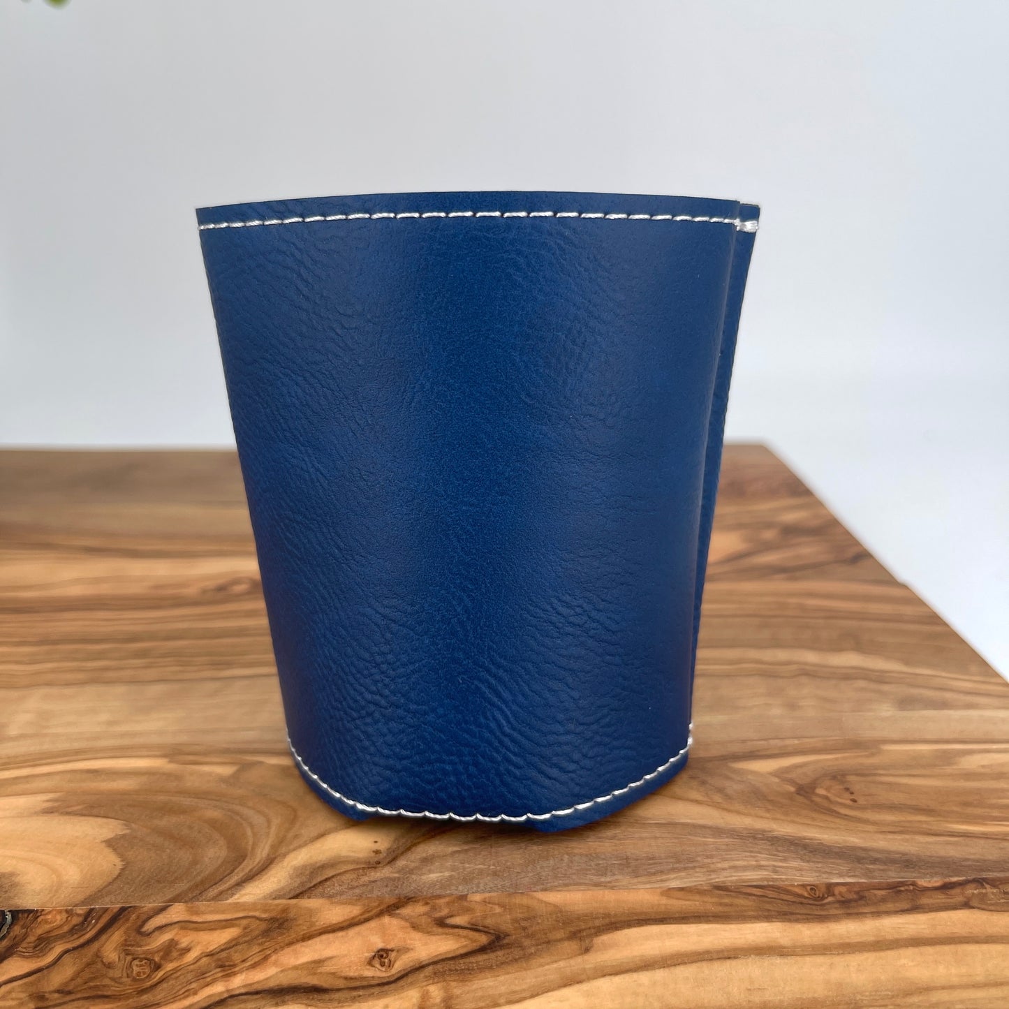 Personalized Blue/Silver Leatherette Beverage Holder