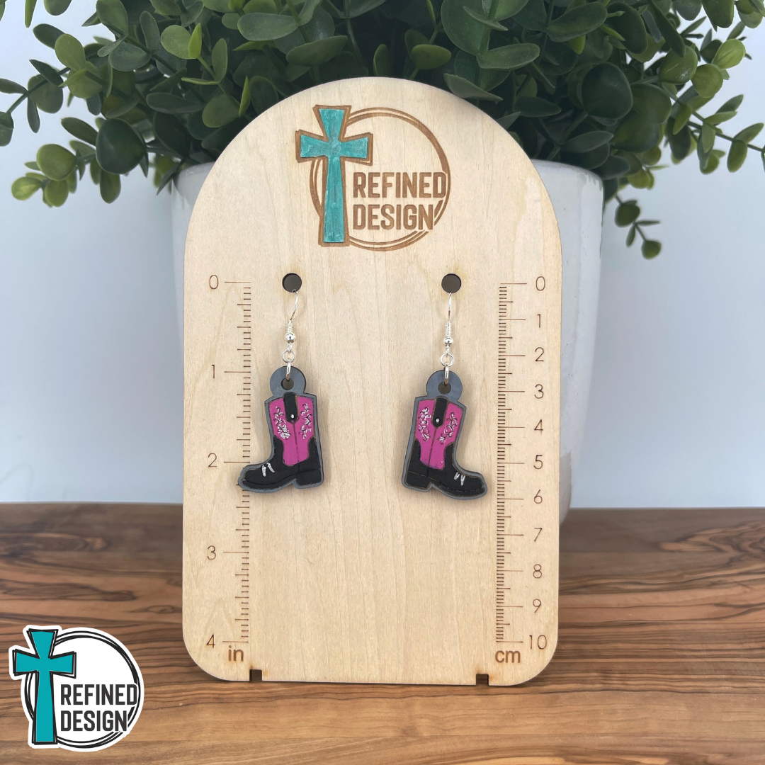 Pink Prairie Boots Earrings
