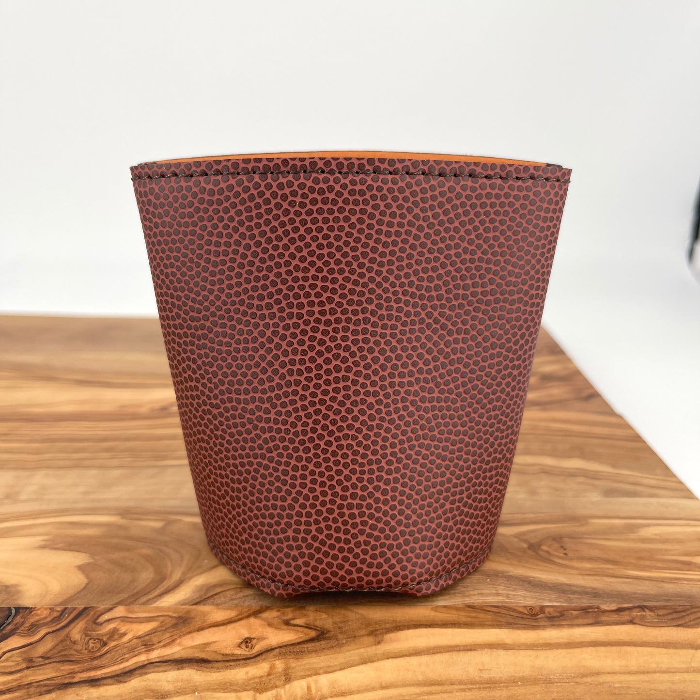 Personalized Football Skin/Black Leatherette Beverage Holder