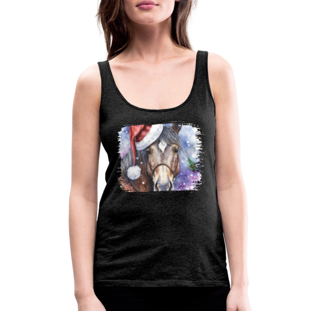 "Christmas Horse Face" Women’s Premium Tank Top - charcoal grey