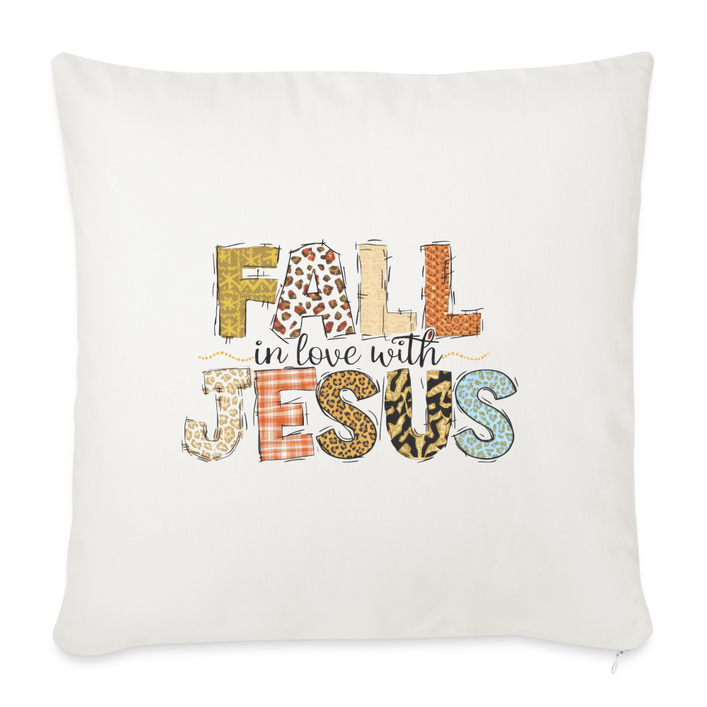 "Fall in Love with Jesus" Throw Pillow Cover 18” x 18” - natural white