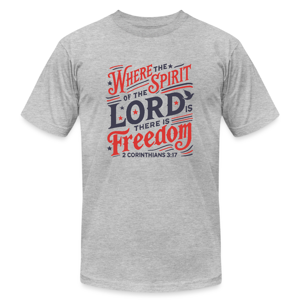 There is Freedom Unisex Jersey T-Shirt by Bella + Canvas - heather gray