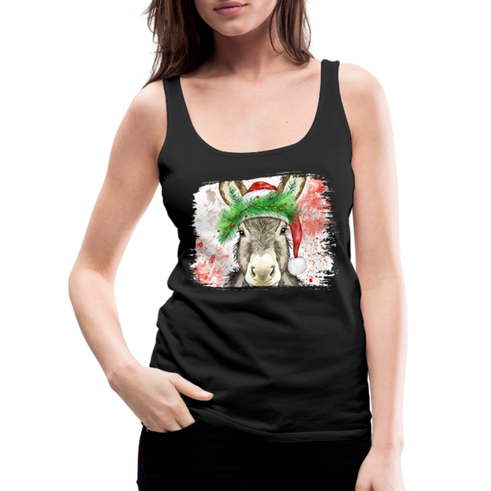 "Christmas Donkey Face" Women’s Premium Tank Top - black
