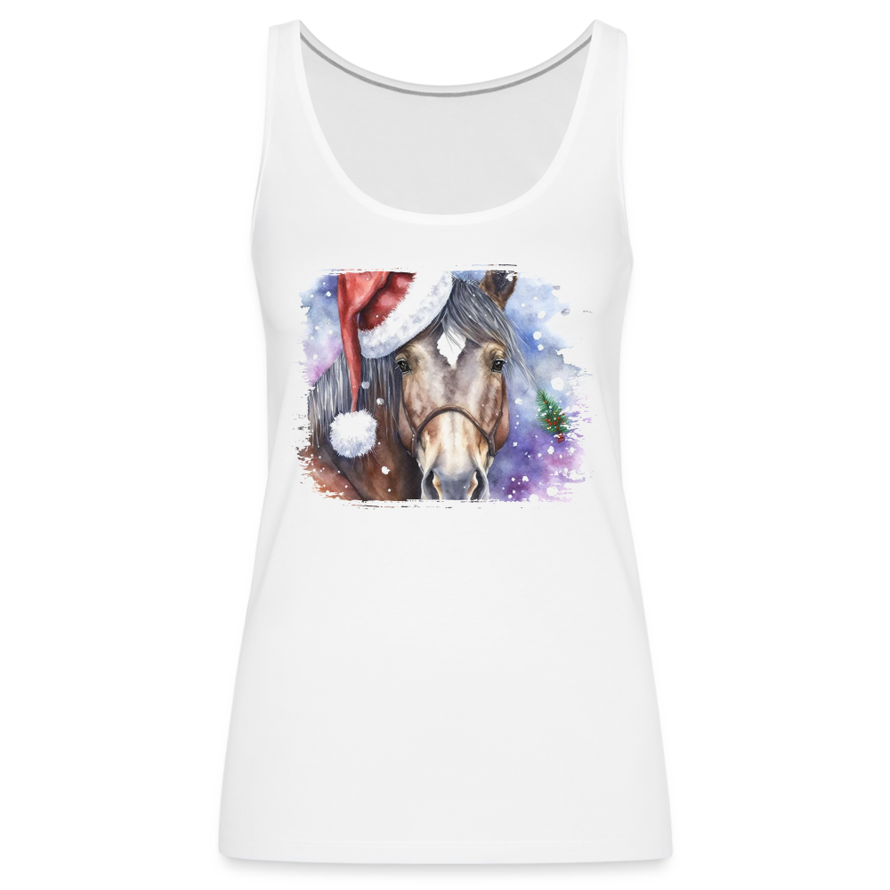 "Christmas Horse Face" Women’s Premium Tank Top - white