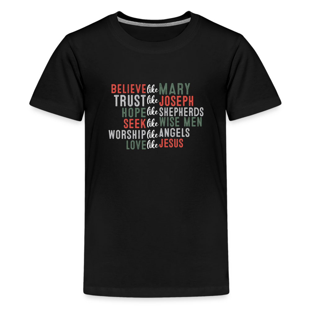 "Love Like Jesus Christmas" Kids' Premium T-Shirt - black