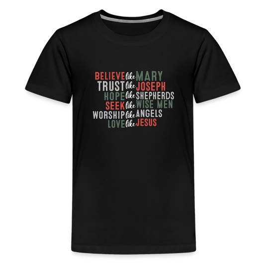 "Love Like Jesus Christmas" Kids' Premium T-Shirt - black