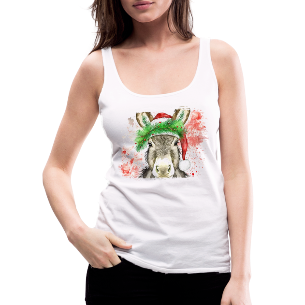 "Christmas Donkey Face" Women’s Premium Tank Top - white