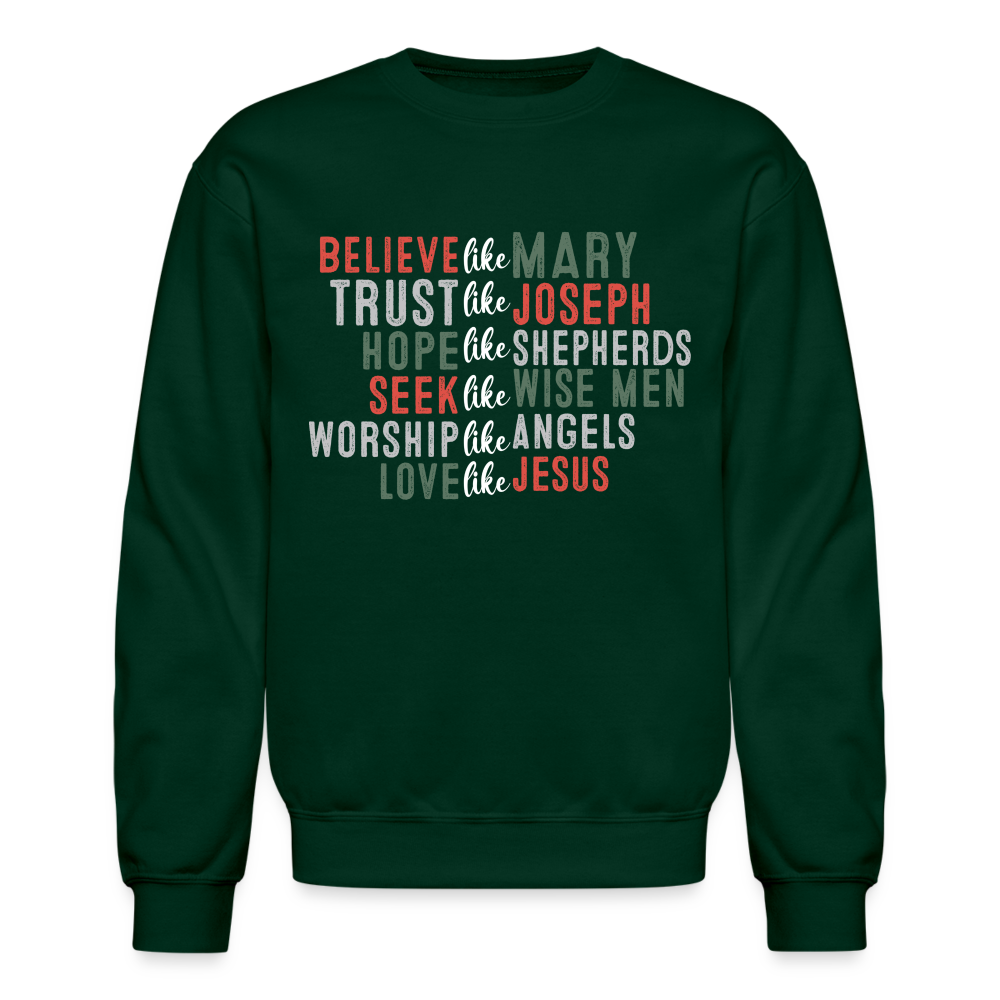 "Love Like Jesus Christmas" Crewneck Sweatshirt - forest green