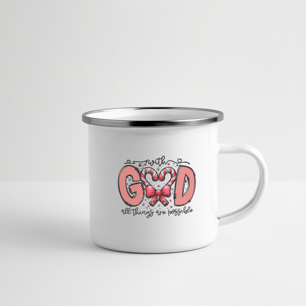 "With God Candy Cane" Dual-Handed Mug - white