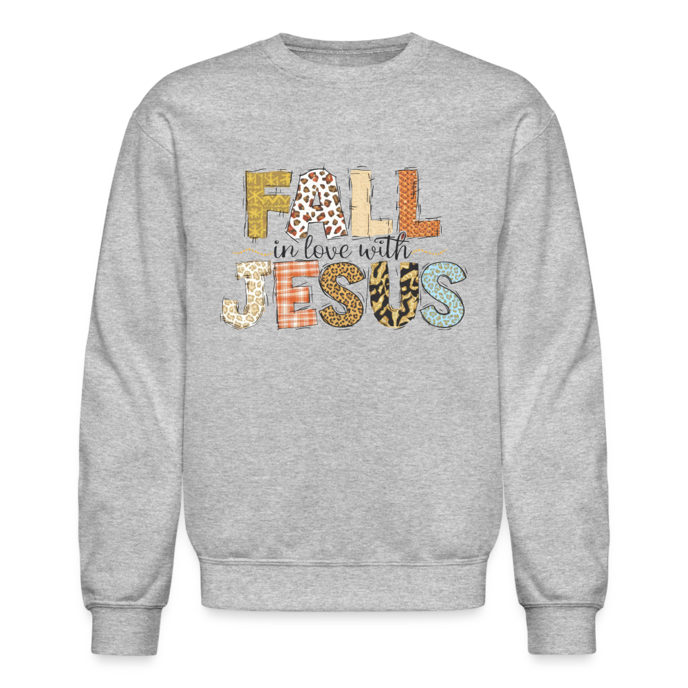 "Fall in Love with Jesus" Crewneck Sweatshirt - heather gray
