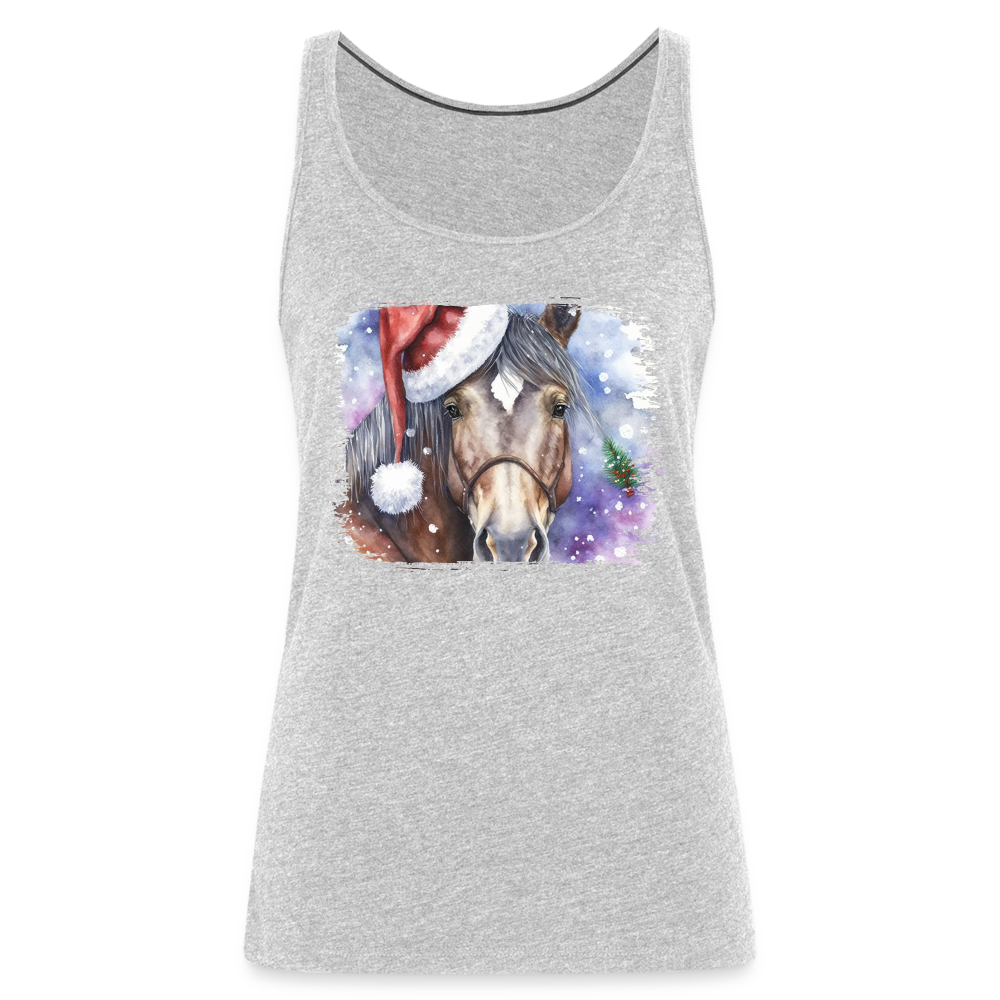 "Christmas Horse Face" Women’s Premium Tank Top - heather gray