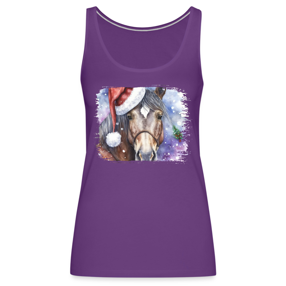 "Christmas Horse Face" Women’s Premium Tank Top - purple