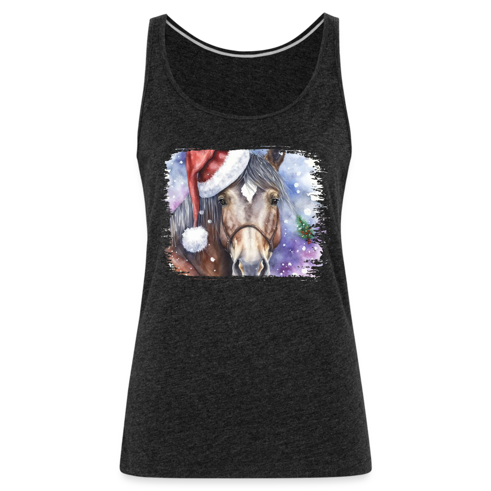 "Christmas Horse Face" Women’s Premium Tank Top - charcoal grey