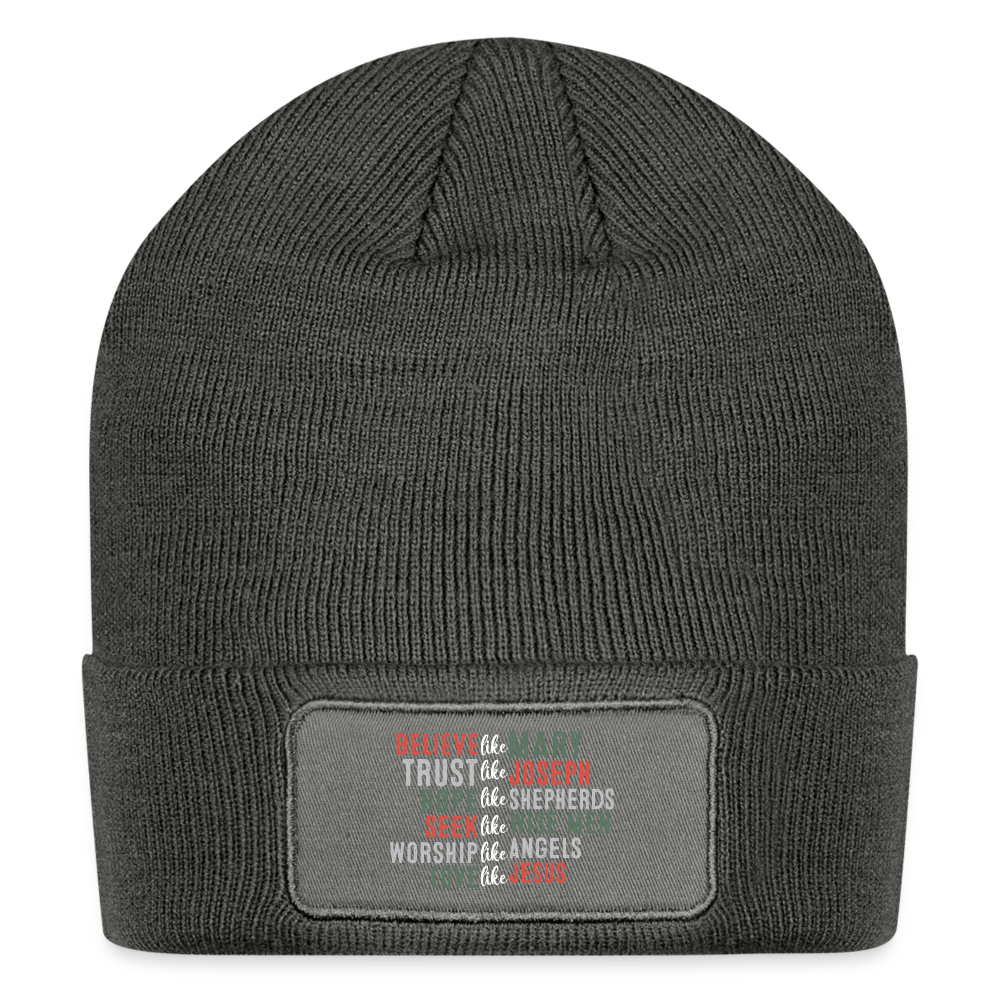 "Love Like Jesus Christmas" Patch Beanie - charcoal grey