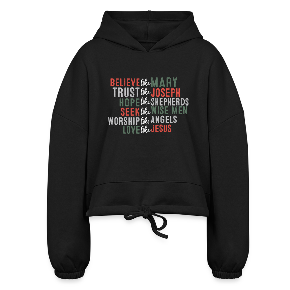 "Love Like Jesus Christmas" Women’s Cropped Hoodie - black