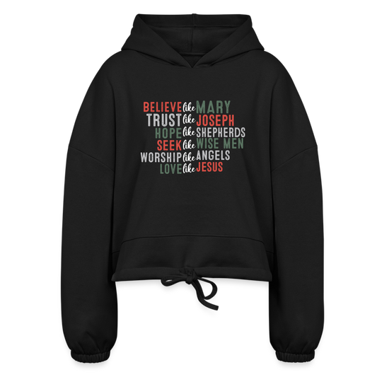 "Love Like Jesus Christmas" Women’s Cropped Hoodie - black