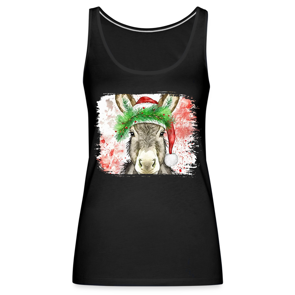 "Christmas Donkey Face" Women’s Premium Tank Top - black