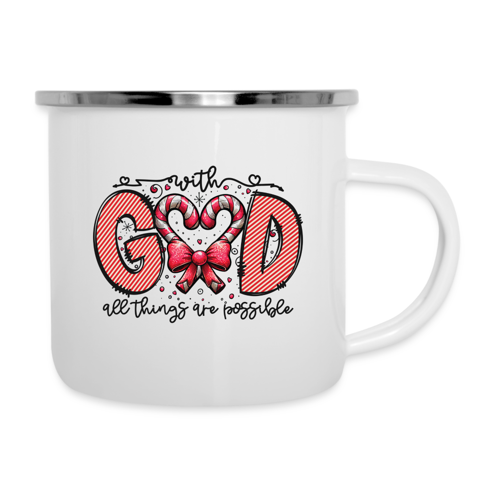 "With God Candy Cane" Dual-Handed Mug - white