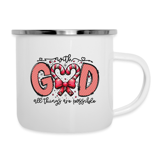 "With God Candy Cane" Dual-Handed Mug - white