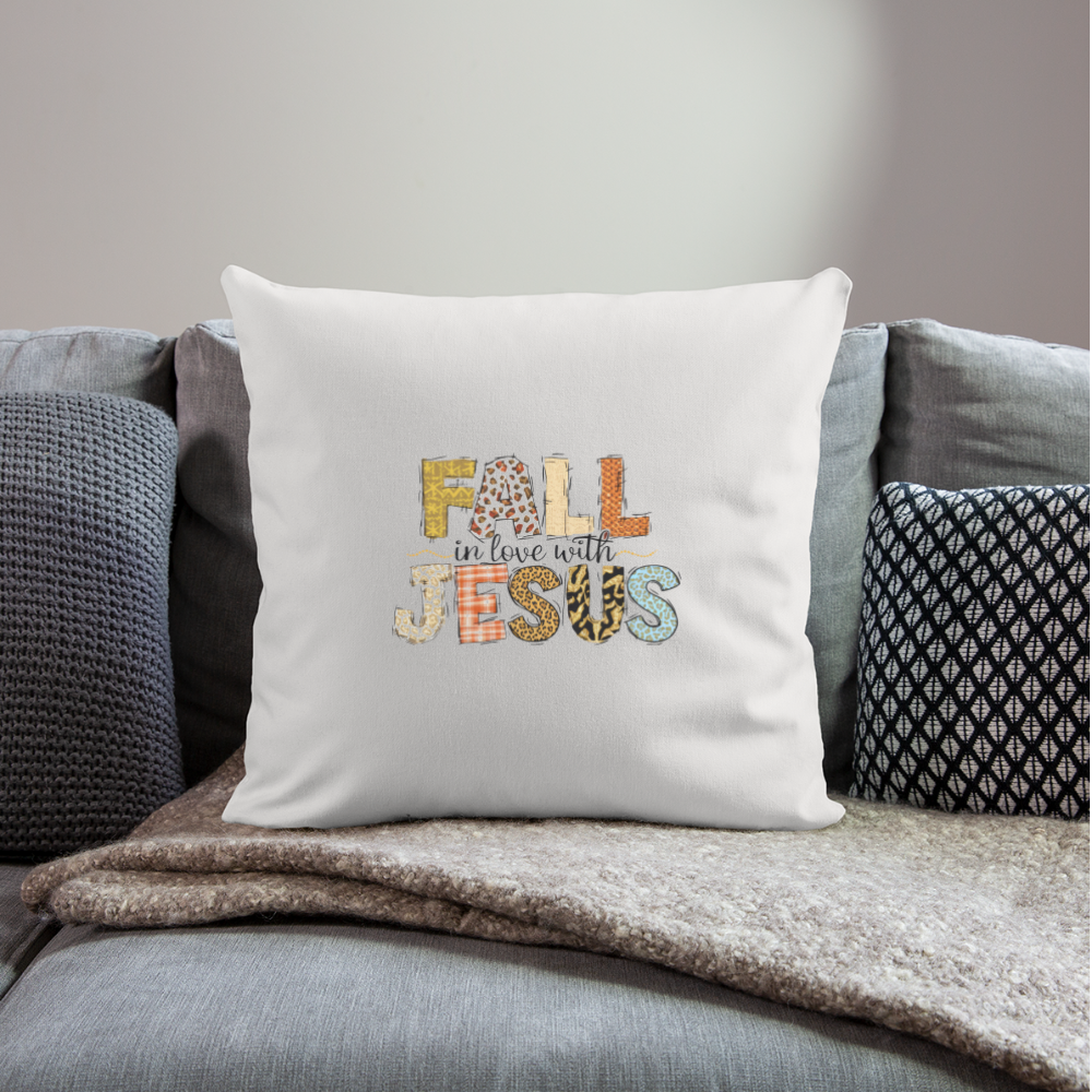 "Fall in Love with Jesus" Throw Pillow Cover 18” x 18” - natural white
