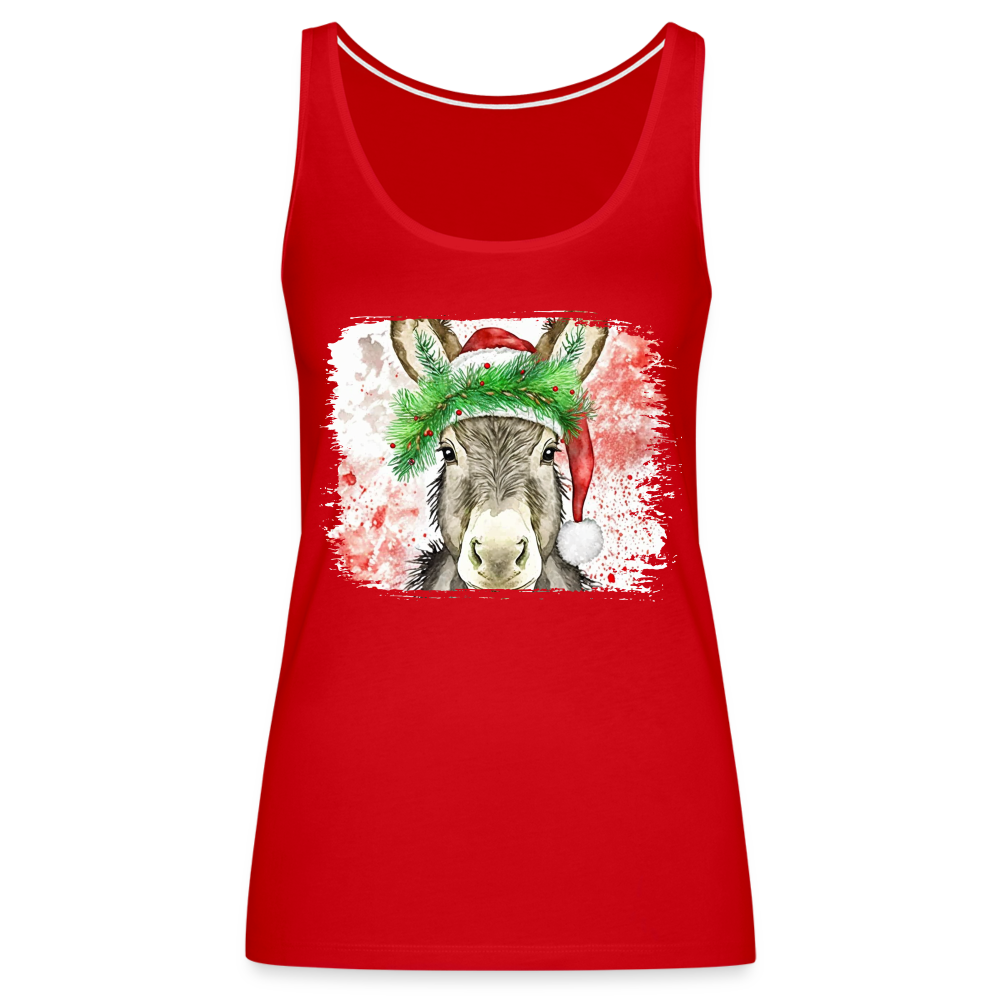 "Christmas Donkey Face" Women’s Premium Tank Top - red