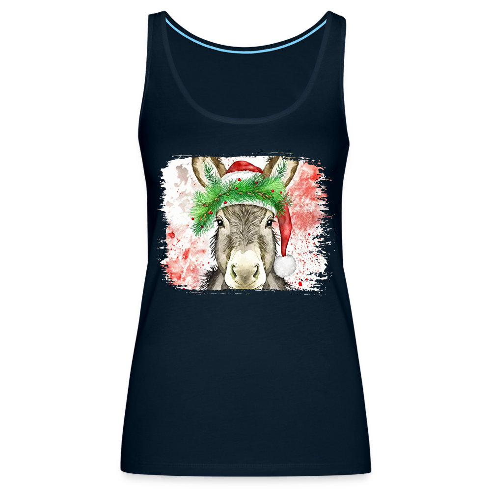 "Christmas Donkey Face" Women’s Premium Tank Top - deep navy