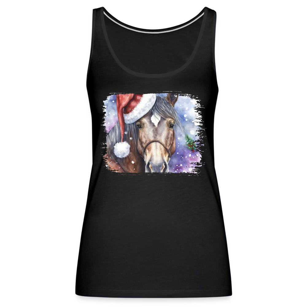 "Christmas Horse Face" Women’s Premium Tank Top - black
