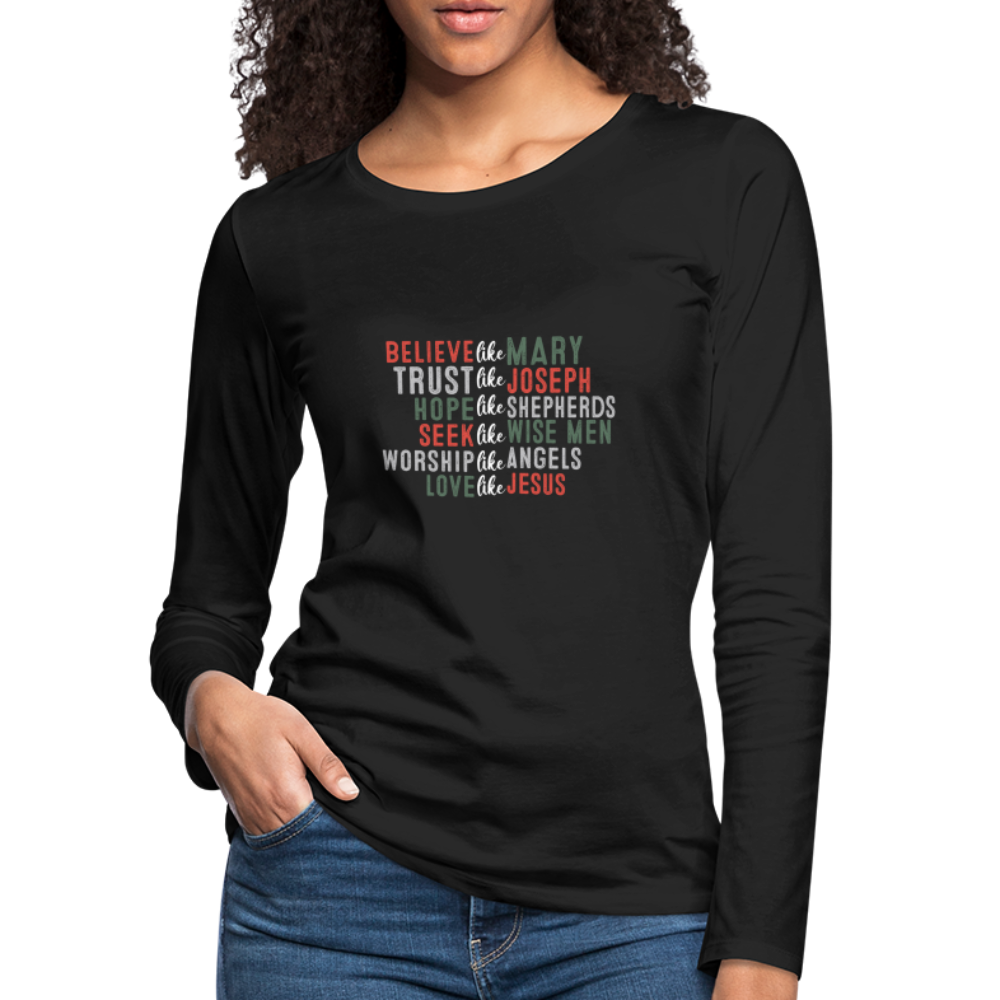 "Love Like Jesus Christmas" Women's Premium Long Sleeve T-Shirt - black