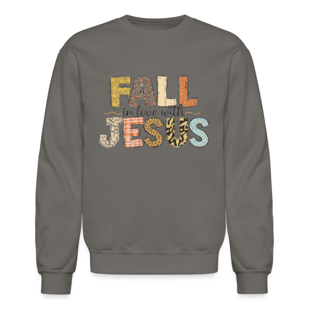 "Fall in Love with Jesus" Crewneck Sweatshirt - asphalt gray