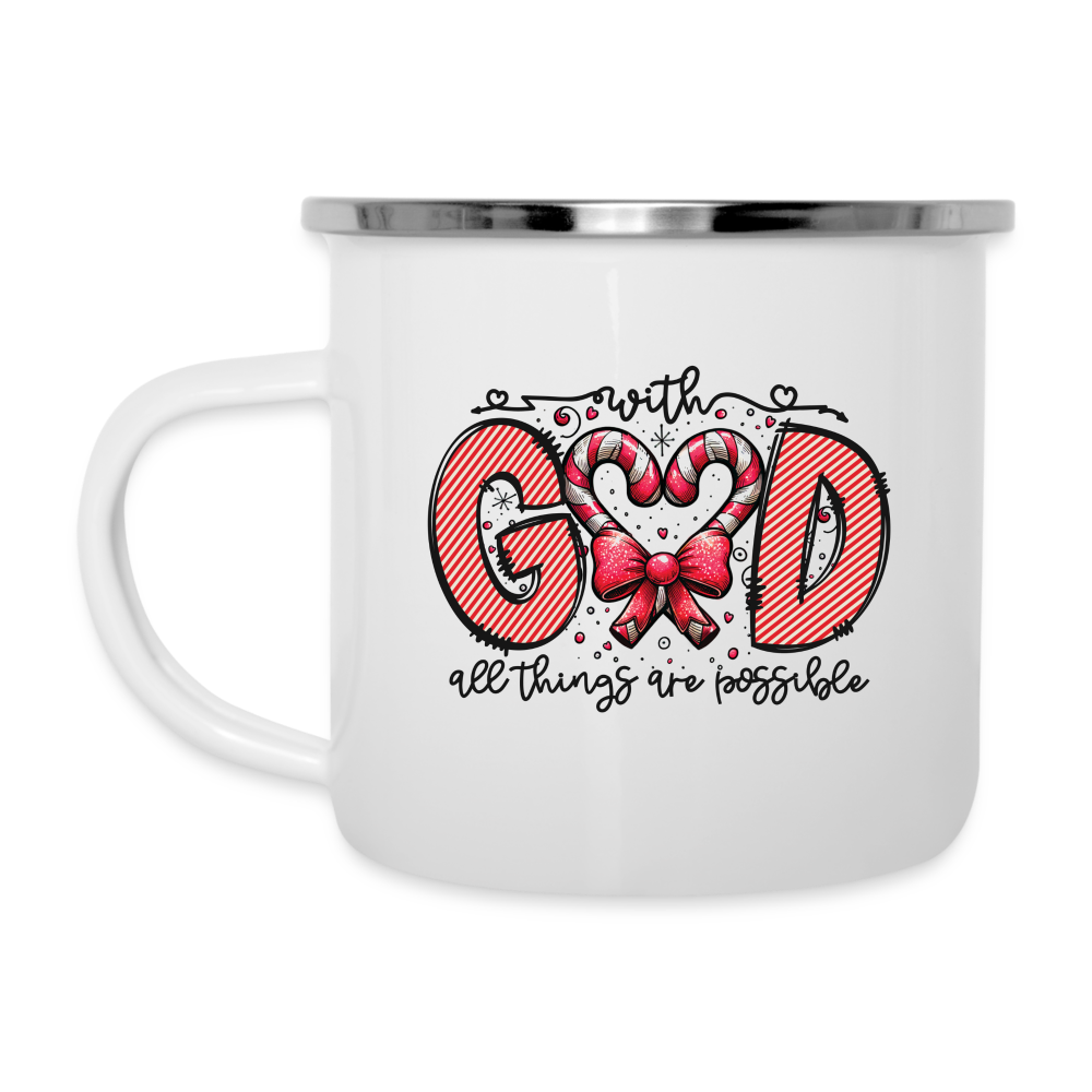 "With God Candy Cane" Dual-Handed Mug - white
