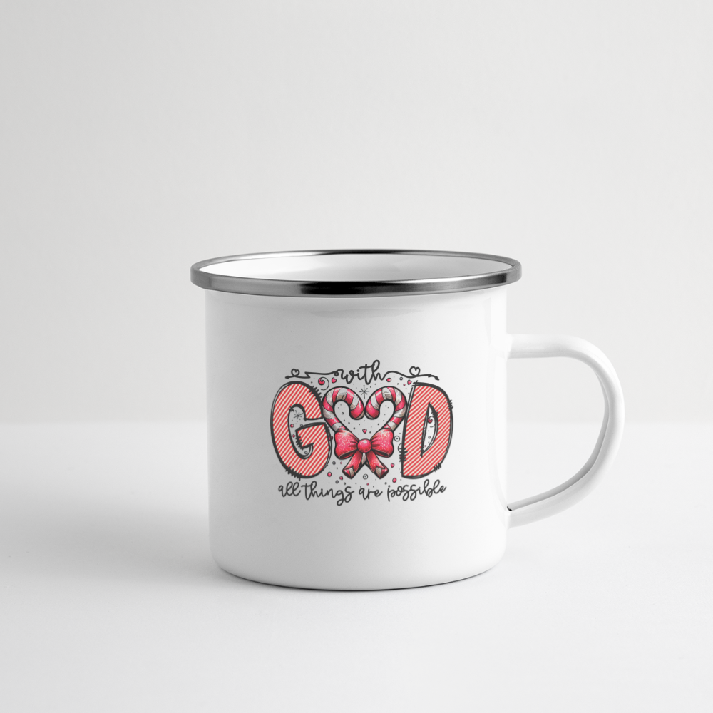 "With God Candy Cane" Dual-Handed Mug - white