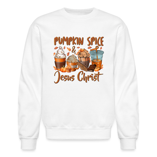 "Pumpkin Spice & Jesus Christ" Crewneck Sweatshirt - white