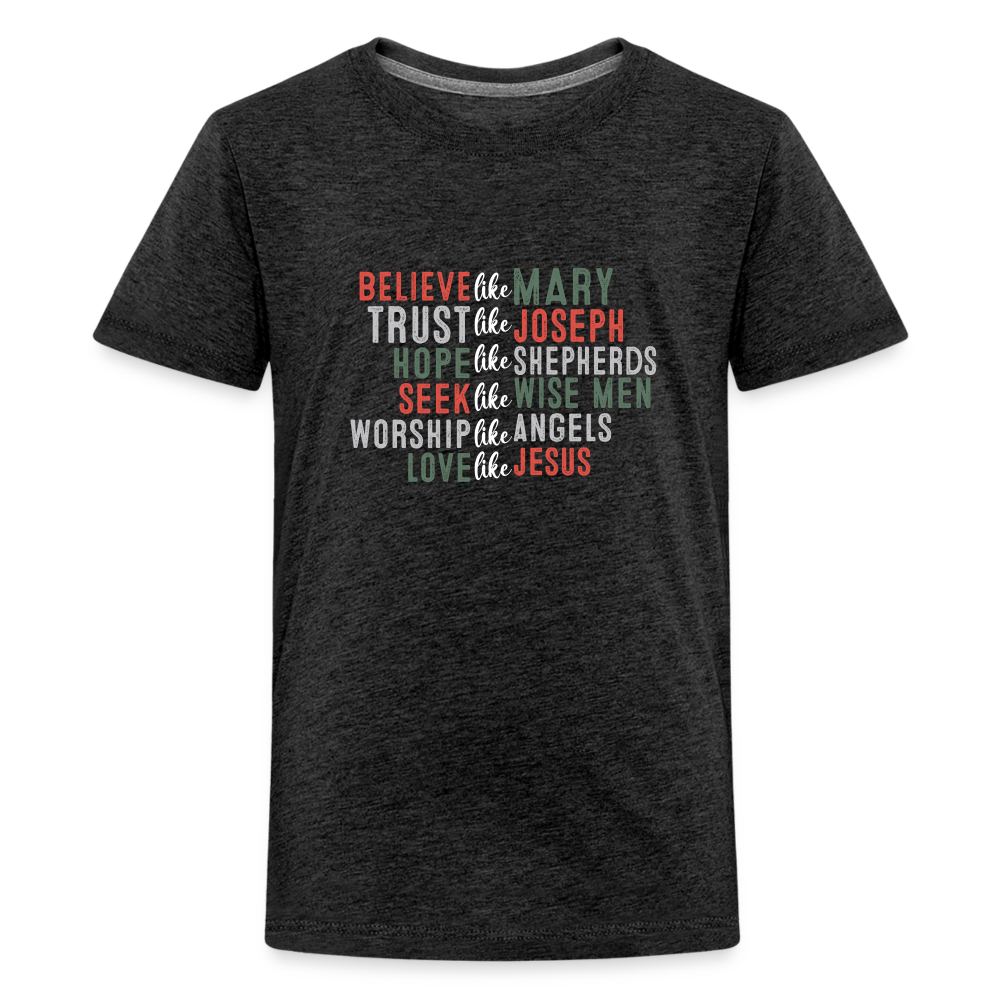 "Love Like Jesus Christmas" Kids' Premium T-Shirt - charcoal grey