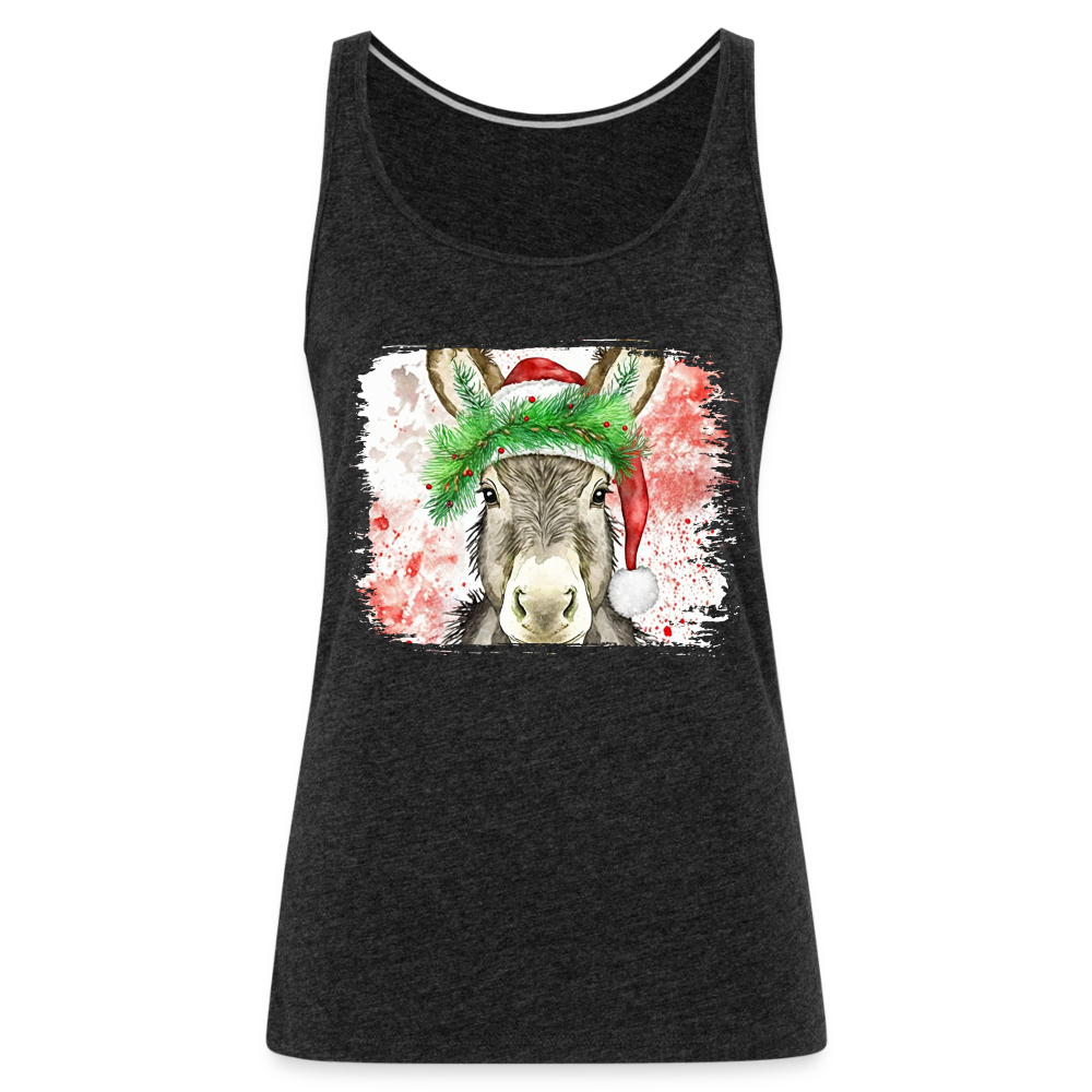 "Christmas Donkey Face" Women’s Premium Tank Top - charcoal grey