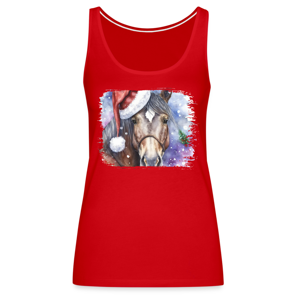 "Christmas Horse Face" Women’s Premium Tank Top - red