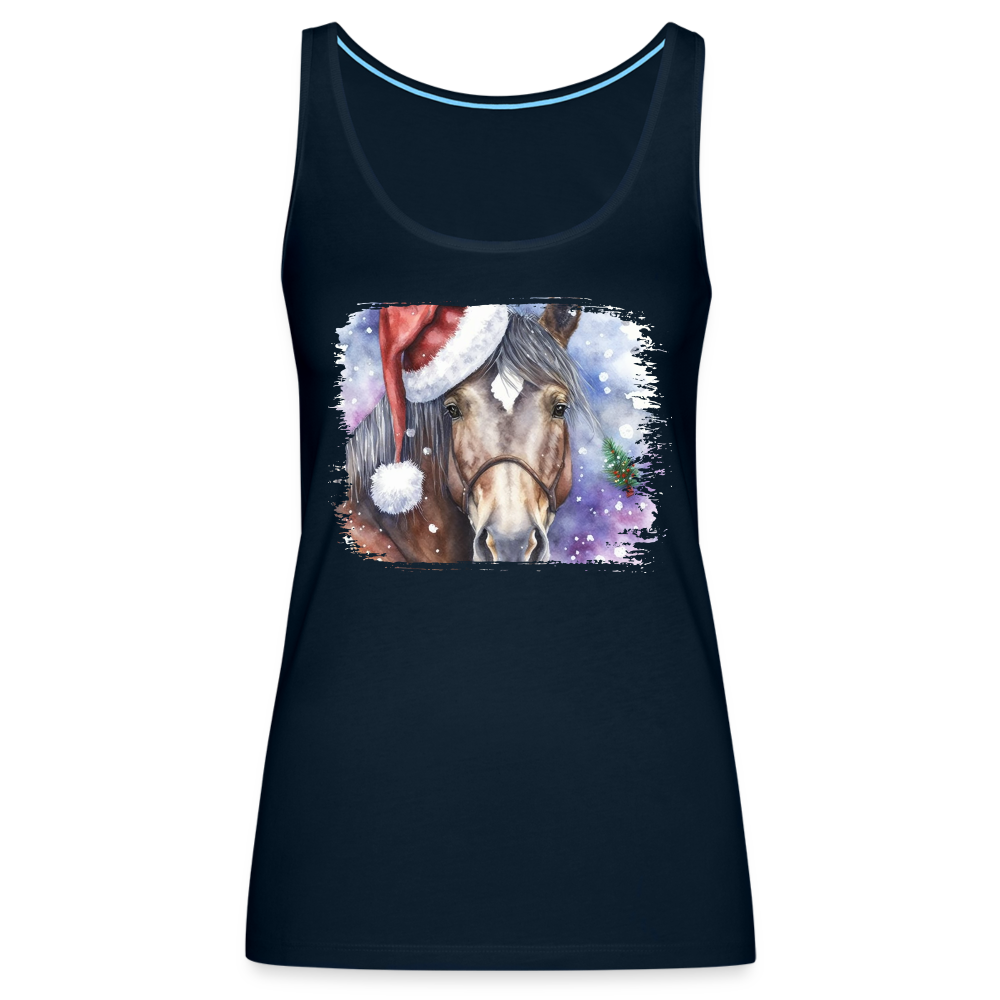 "Christmas Horse Face" Women’s Premium Tank Top - deep navy