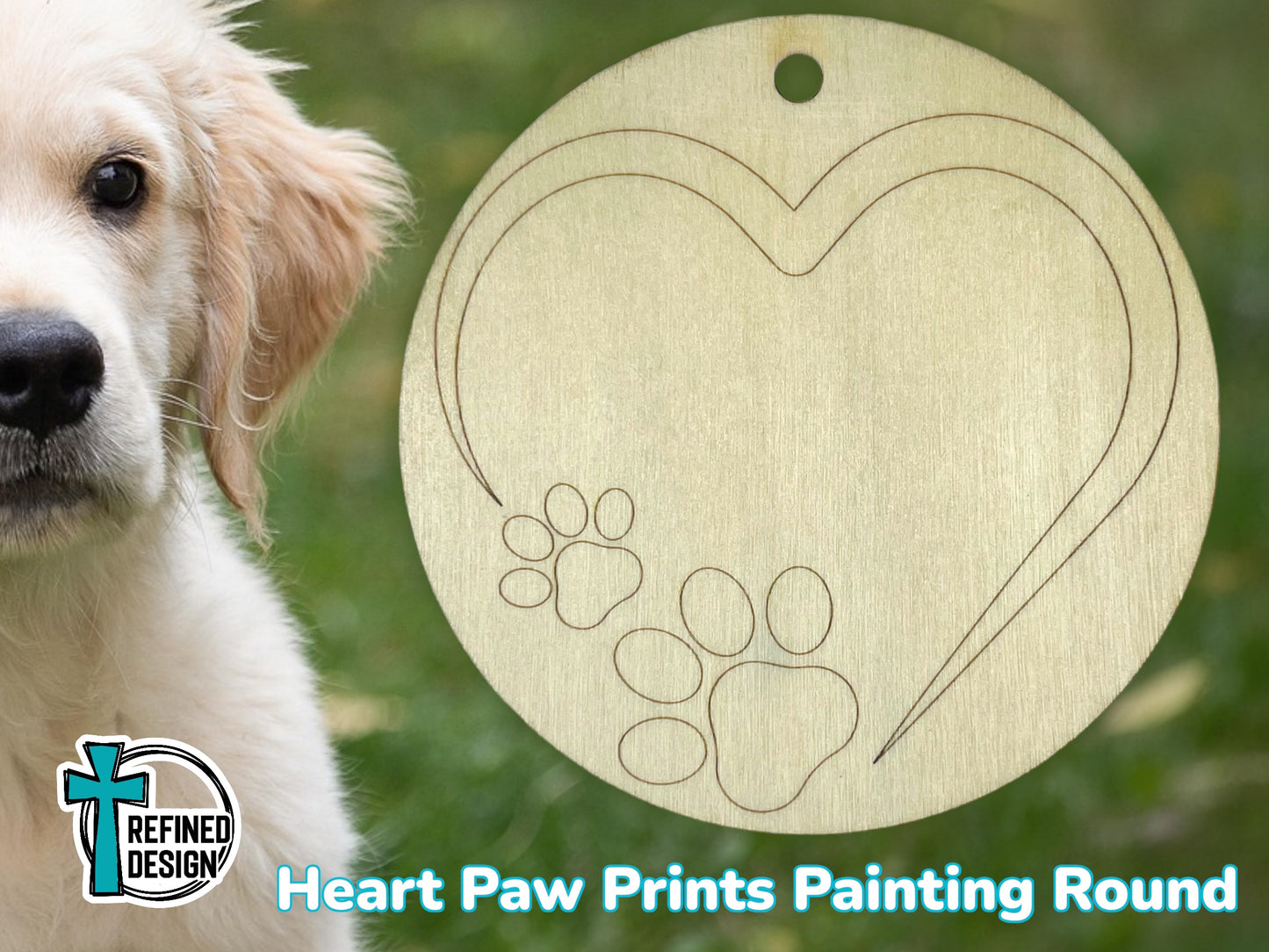 Heart Paw Prints DIY Craft Round