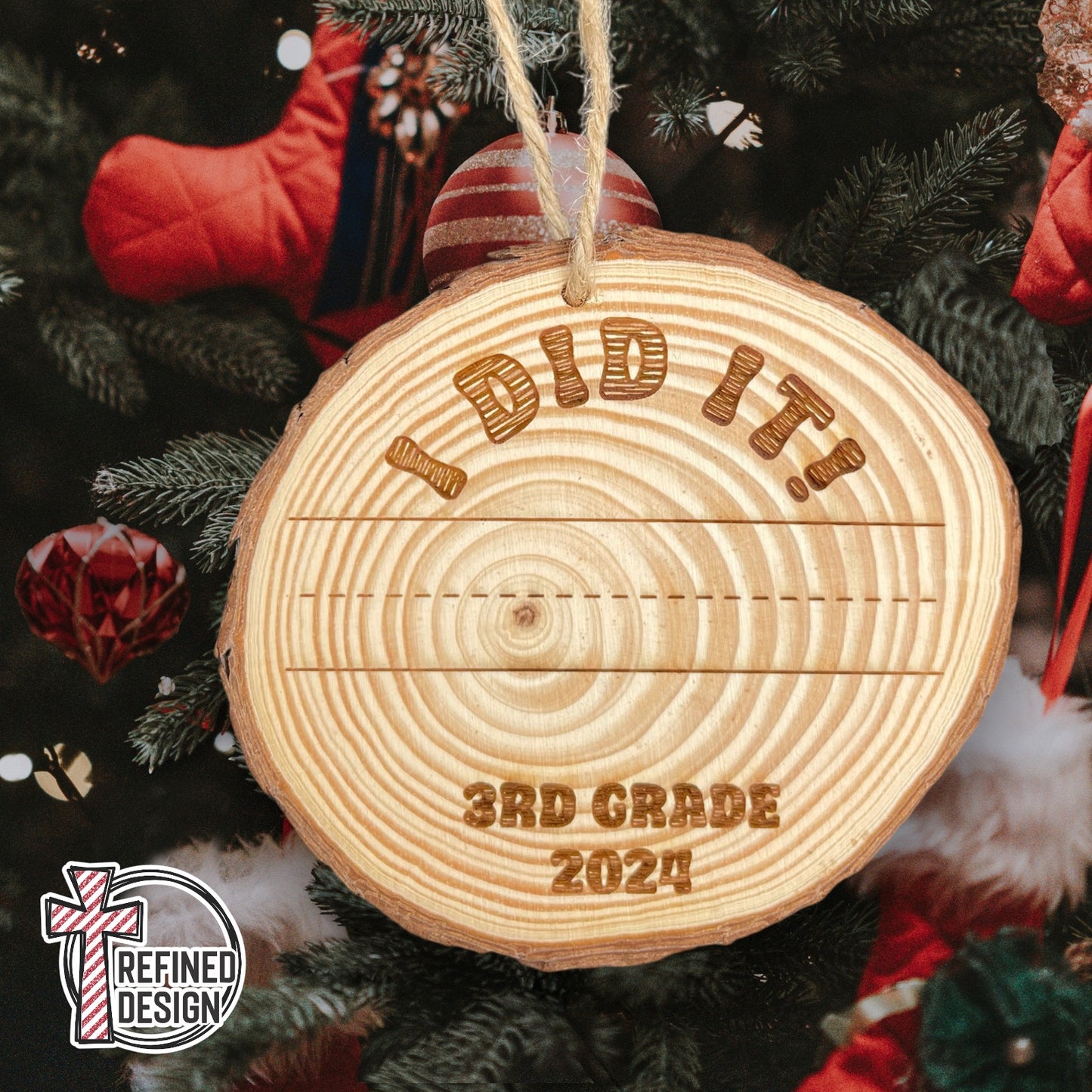 Personalized Handwriting Milestone Wood Slice Ornament