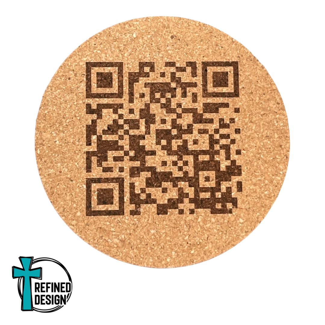 "Personalized Company Logo with QR Code on Back" Cork Coaster