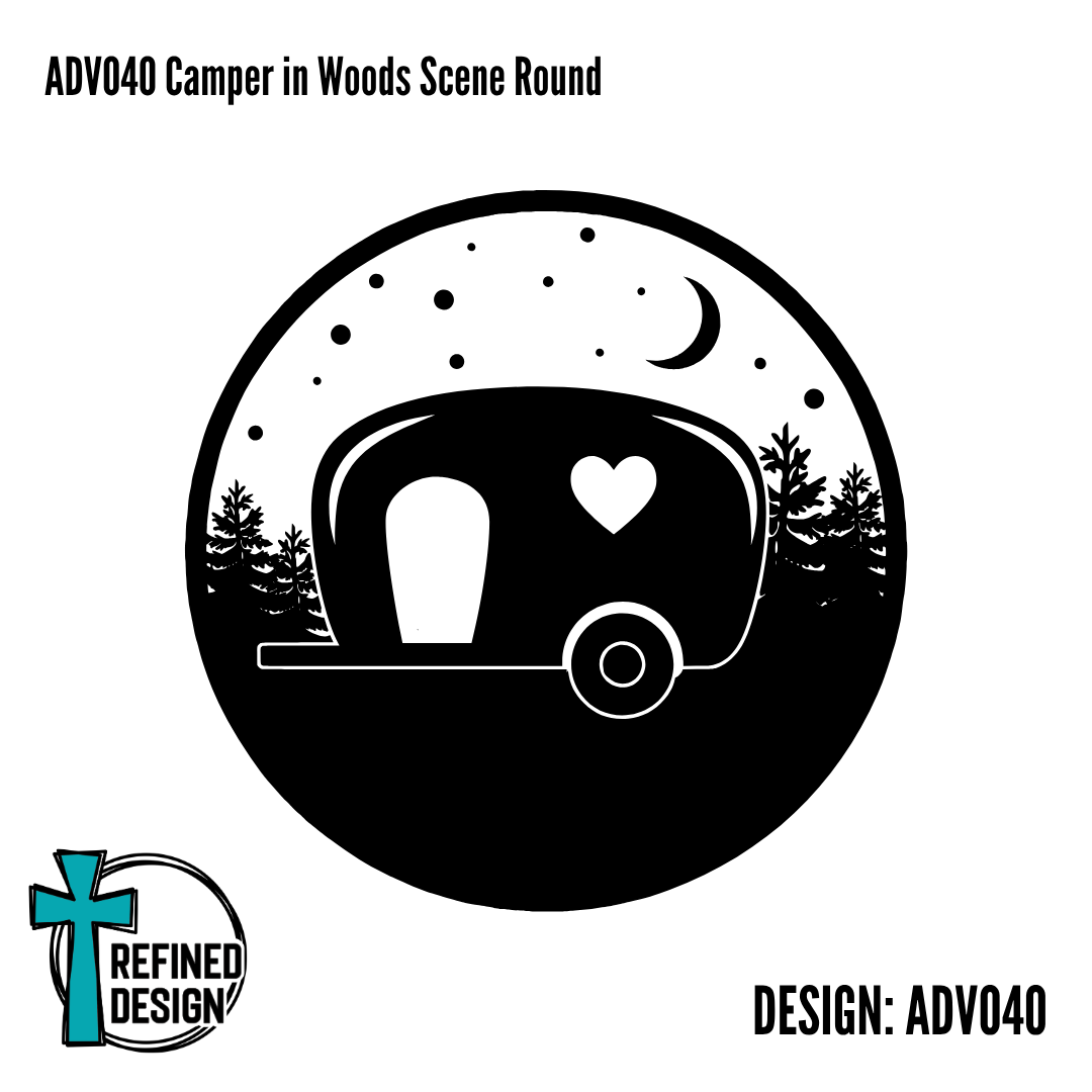 ADV040 Camper in Woods Scene Round