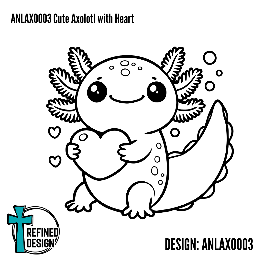 ANLAXO003 Cute Axolotl with Heart