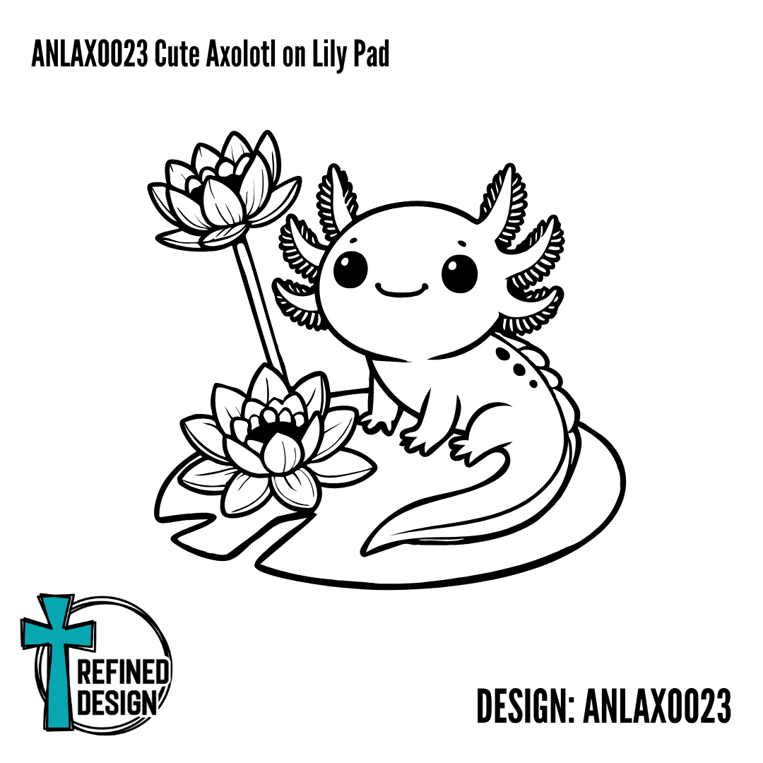 ANLAXO023 Cute Axolotl on Lily Pad