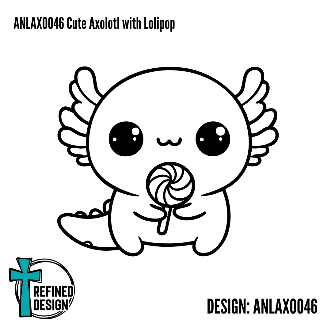 ANLAXO046 Cute Axolotl with Lolipop