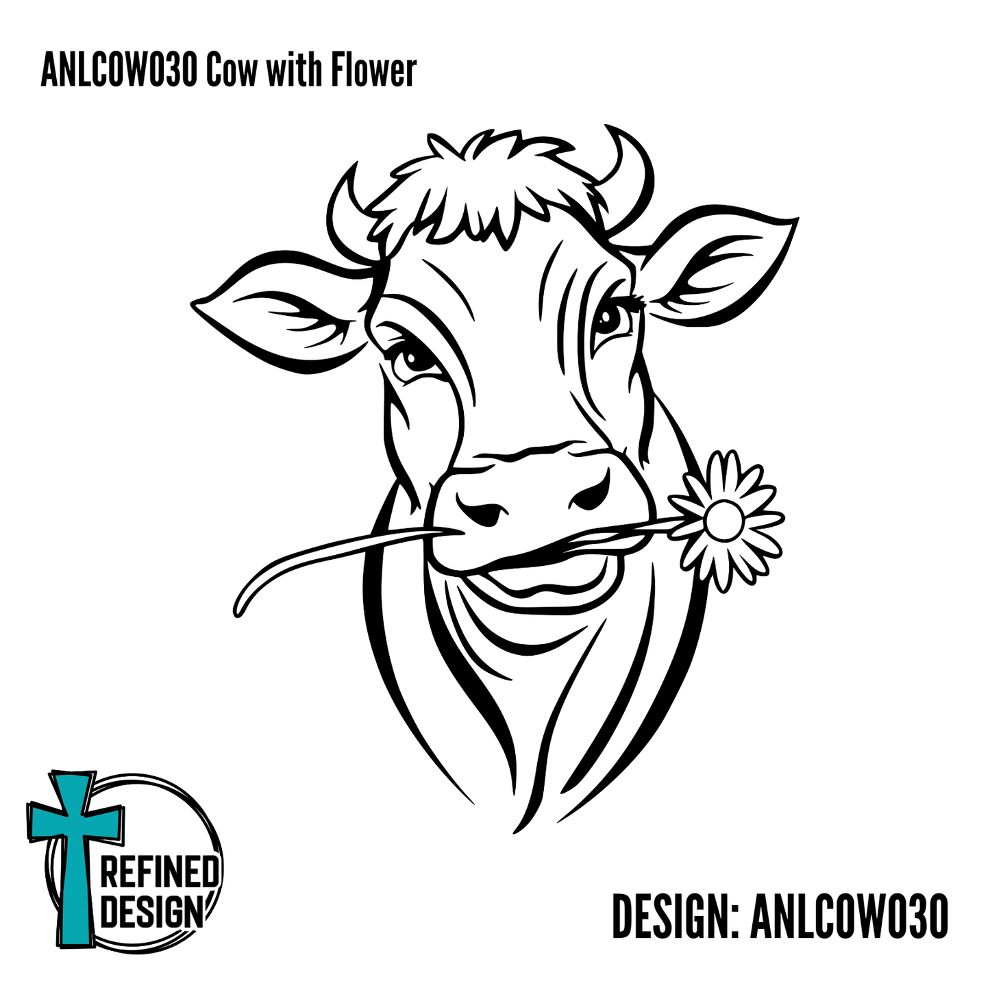ANLCOW030 Cow with Flower