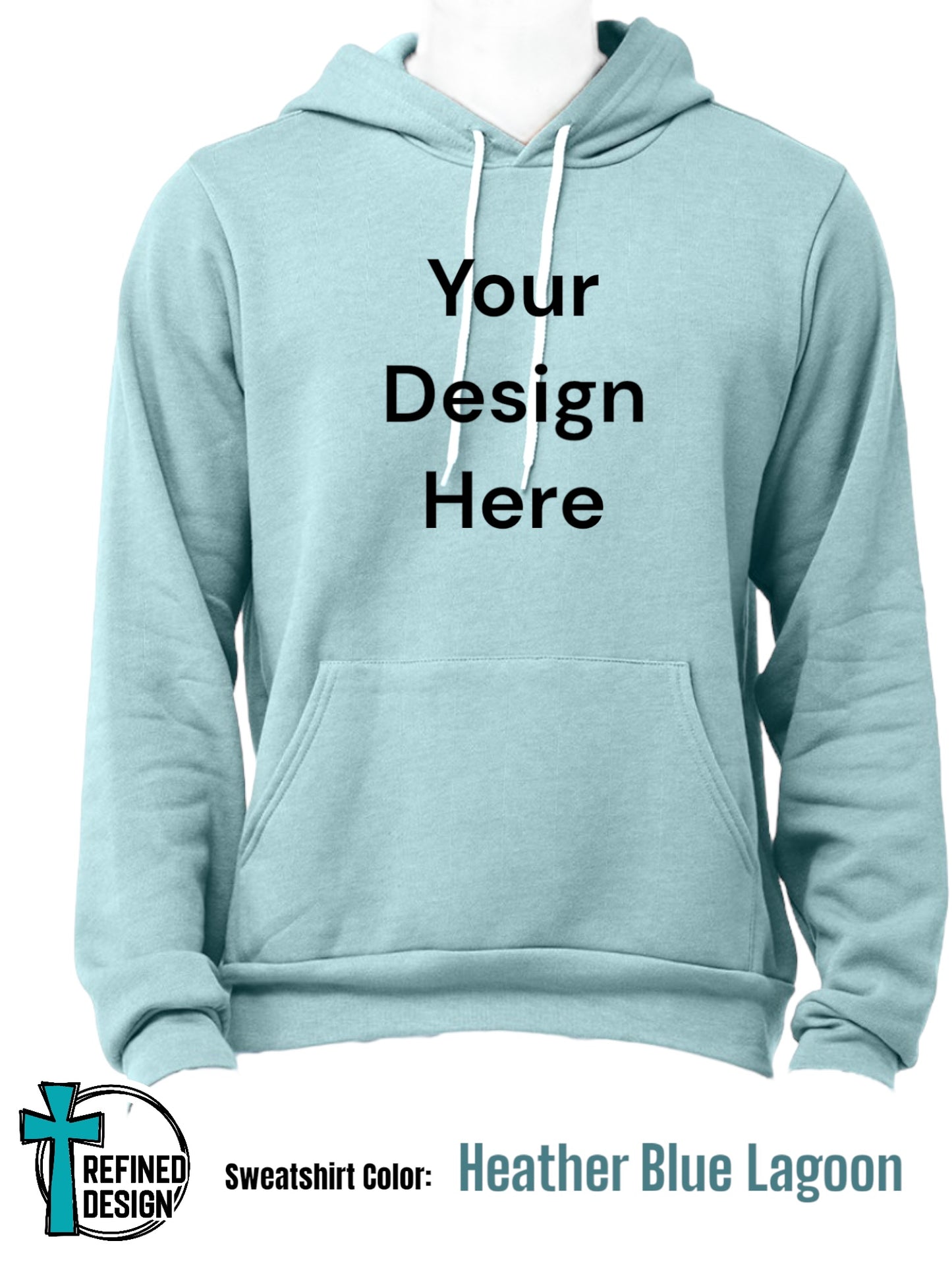 Personalized Heather Blue Lagoon Hooded Sweatshirt