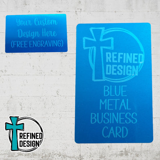 Personalized Blue Metal Business Card