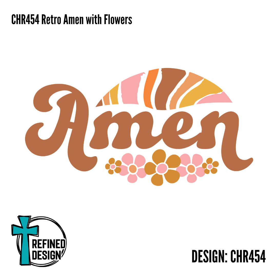 CHR454 Retro Amen with Flowers